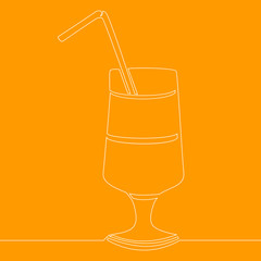 Continuous line drawing glass of cocktail concept
