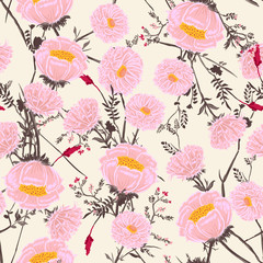 Trendy  Floral pattern in the many kind of flowers.