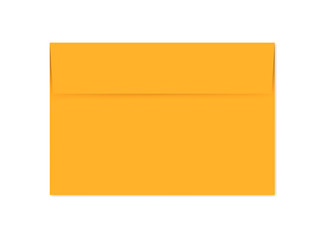 Orange paper envelope isolated on white background template