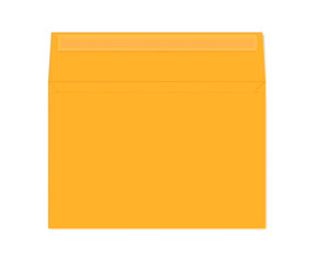 Open self seal orange paper envelope vector mock-up