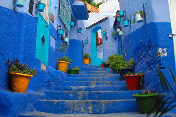 Fototapeta na wymiar Amazing and colorful Chefchaouen the blue city in the Rif Mountains of northern Morocco