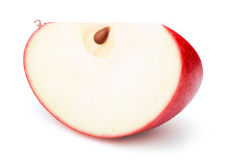 Fresh red apple fruit slice isolated on the white background with clipping path. One of the best isolated apples slices that you have seen.