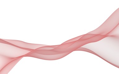 Abstract light red wave. Bright light red ribbon on white background. Abstract red smoke. Light red scarf. Raster air background. 3D illustration