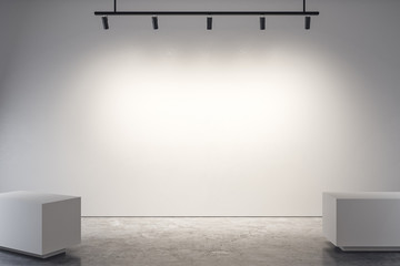 Modern gallery with empty poster - obrazy, fototapety, plakaty