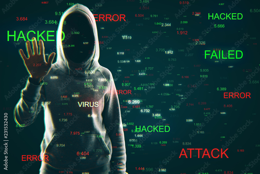 Poster Hacking and malware concept