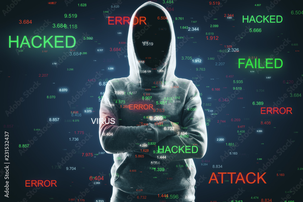 Poster Hacking and error concept