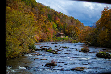 Secluded Riverfront in Smokey Mountains in Fall