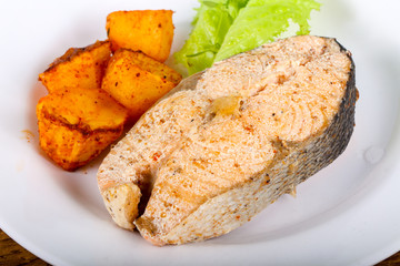 Steamed salmon