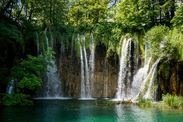 Waterfalls of one of the most astonishing National Parks of the world, Plitvice Lakes, Croatia. 