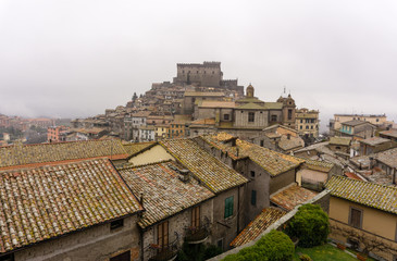 Panoramic view of Soriano nel Cimino after the rain. Lazio. Italy.