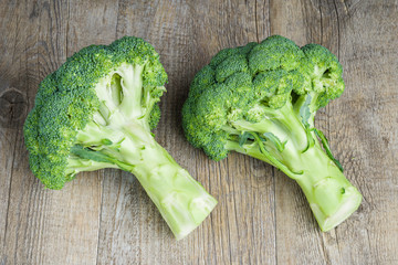 Broccoli on old wooden table