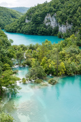 Fototapeta na wymiar Waterfalls of one of the most astonishing National Parks of the world, Plitvice Lakes, Croatia. 