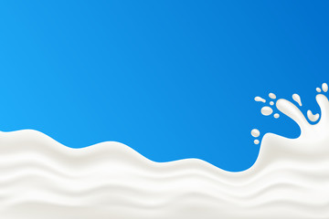 Milk splash vector illustration on a blue background