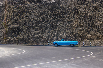 blue convertible car