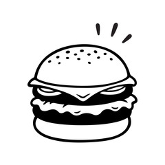 Double cheeseburger drawing - obrazy, fototapety, plakaty