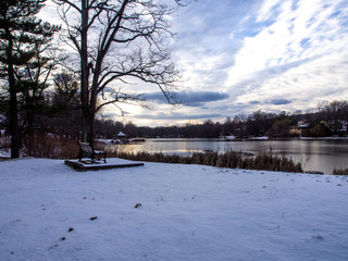 by the lake in winter