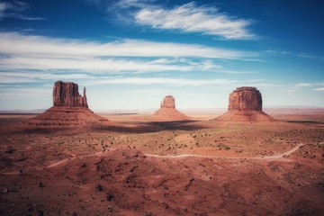 Vintage view of Monument Valley, Arizona and Utah, United States