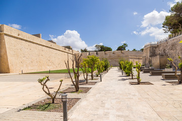 Mdina, Malta. Fortress moat and bastions