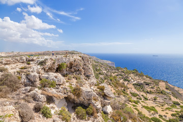 Fototapeta na wymiar Dingli, Malta. The picturesque coast in sunny weather