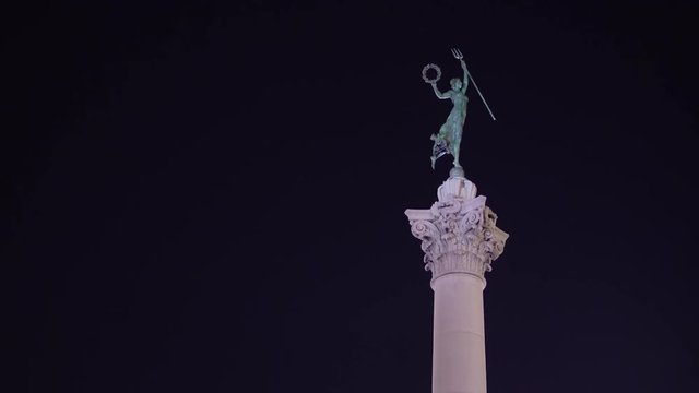 Victory Goddess of the Dewey Monument at Union Square at night, San Francisco
