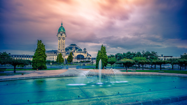 gare de Limoges ciel rose