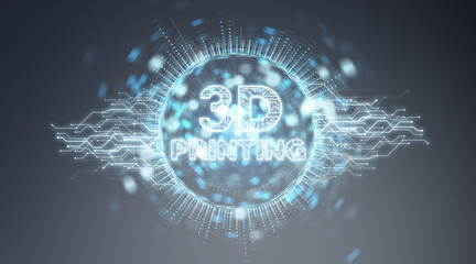 3D printing digital text hologram background 3D rendering
