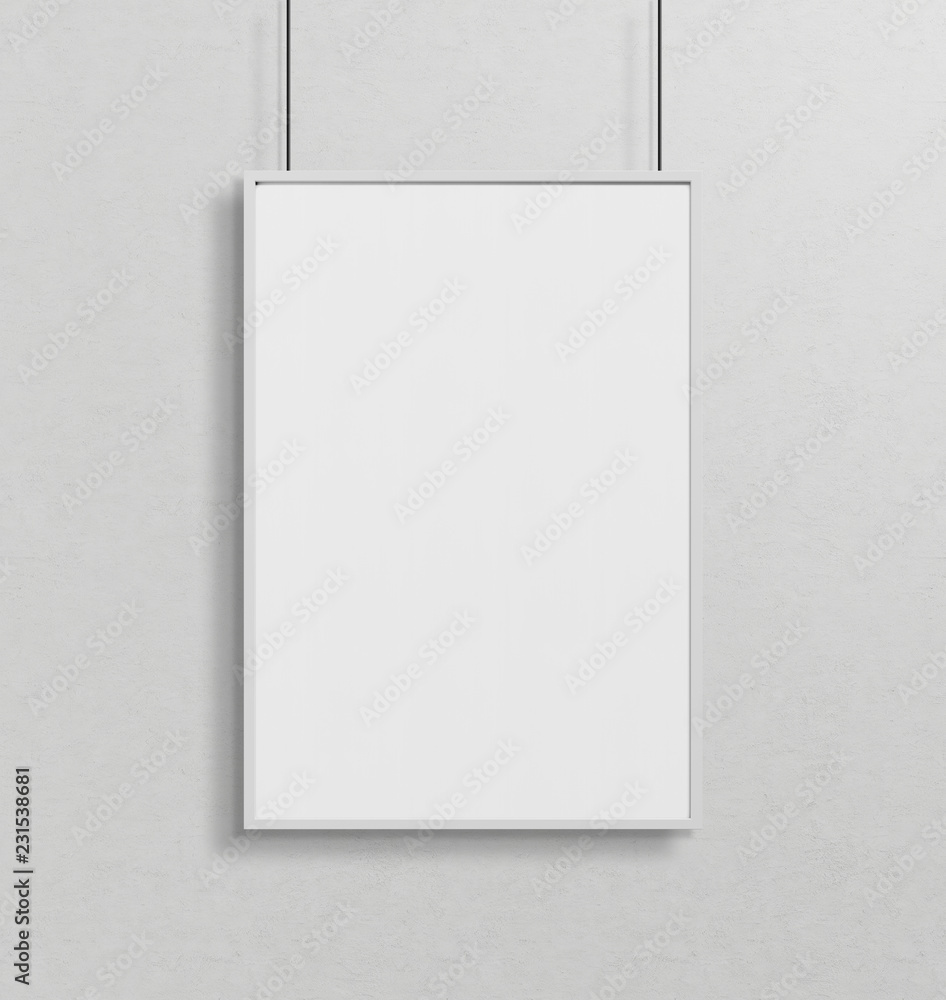 Aufkleber white frame hanging mockup 3d rendering