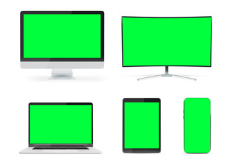 Pack of modern device mockup isolated on white 3d rendering