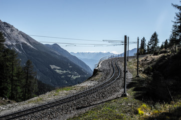A little piece of the Bernina Express, a train track through the mountains of Switzerland