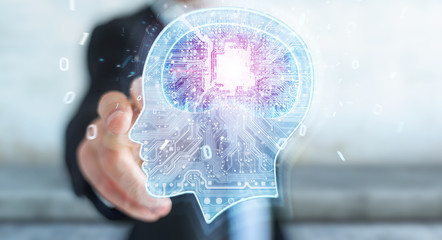 Businessman creating artificial intelligence 3D rendering