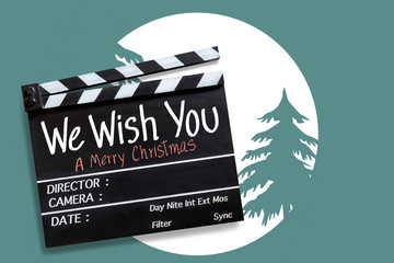 Christmas ,text title on movie Clapper board