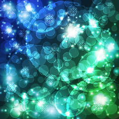 Turquoise background with bokeh with sparkles and highlights