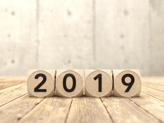 New Year 2019 Creative Design Concept - 3D Rendered Image