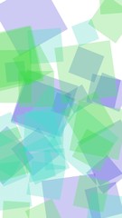 Multicolored translucent squares on white background. Vertical image orientation. 3D illustration