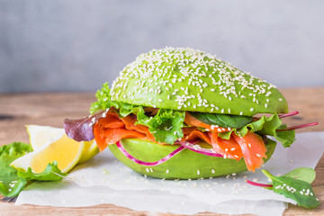 Avocado burger buns healthy raw food copy space.