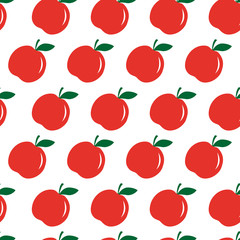 Vector seamless pattern with red apple. Eco food background. Can be used for restaurant or cafe menu, design banners, wrapping paper, print on clothes. EPS10.