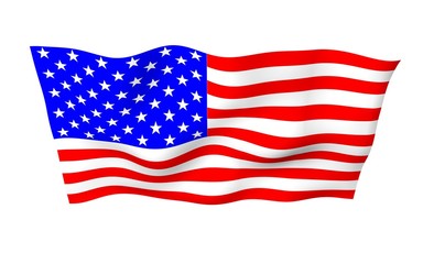 Waving flag of the United States of America. Stars and Stripes. State symbol of the USA. 3D illustration