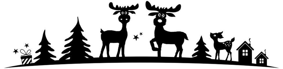 Silhouette Christmas Reindeers