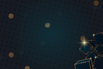 Abstract geometric background with golden lines and shadows