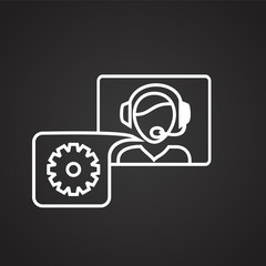 Help desc call center operator thin line on black background icon