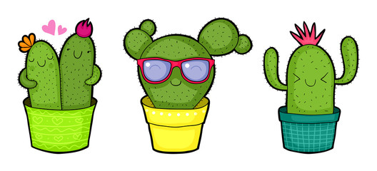 Cute cartoon cactuses