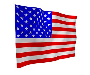 Obraz premium Waving flag of the United States of America. Stars and Stripes. State symbol of the USA. 3D illustration