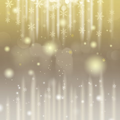 golden and silver christmas background with snowflakes