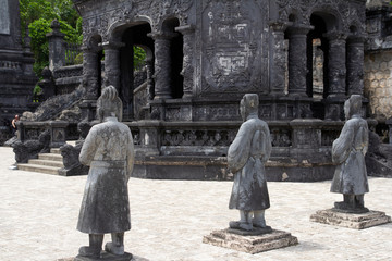 ancient statues in Khai Dinh tomb in Hue