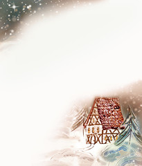 Watercolor Winter Landscape.