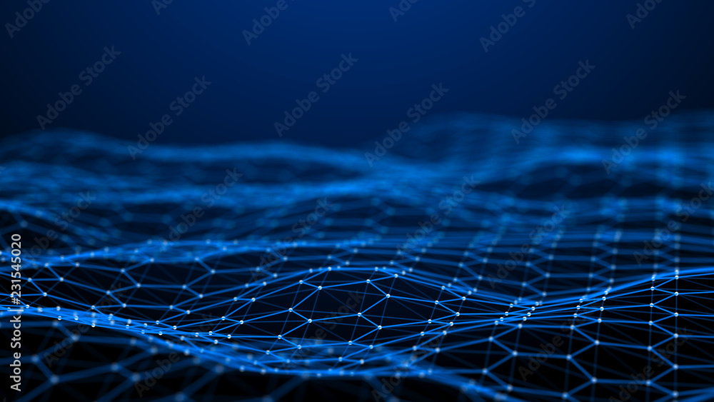 Aufkleber Blockchain technology background. Abstract technology background. Network connection. Big data visualization. 4k rendering.