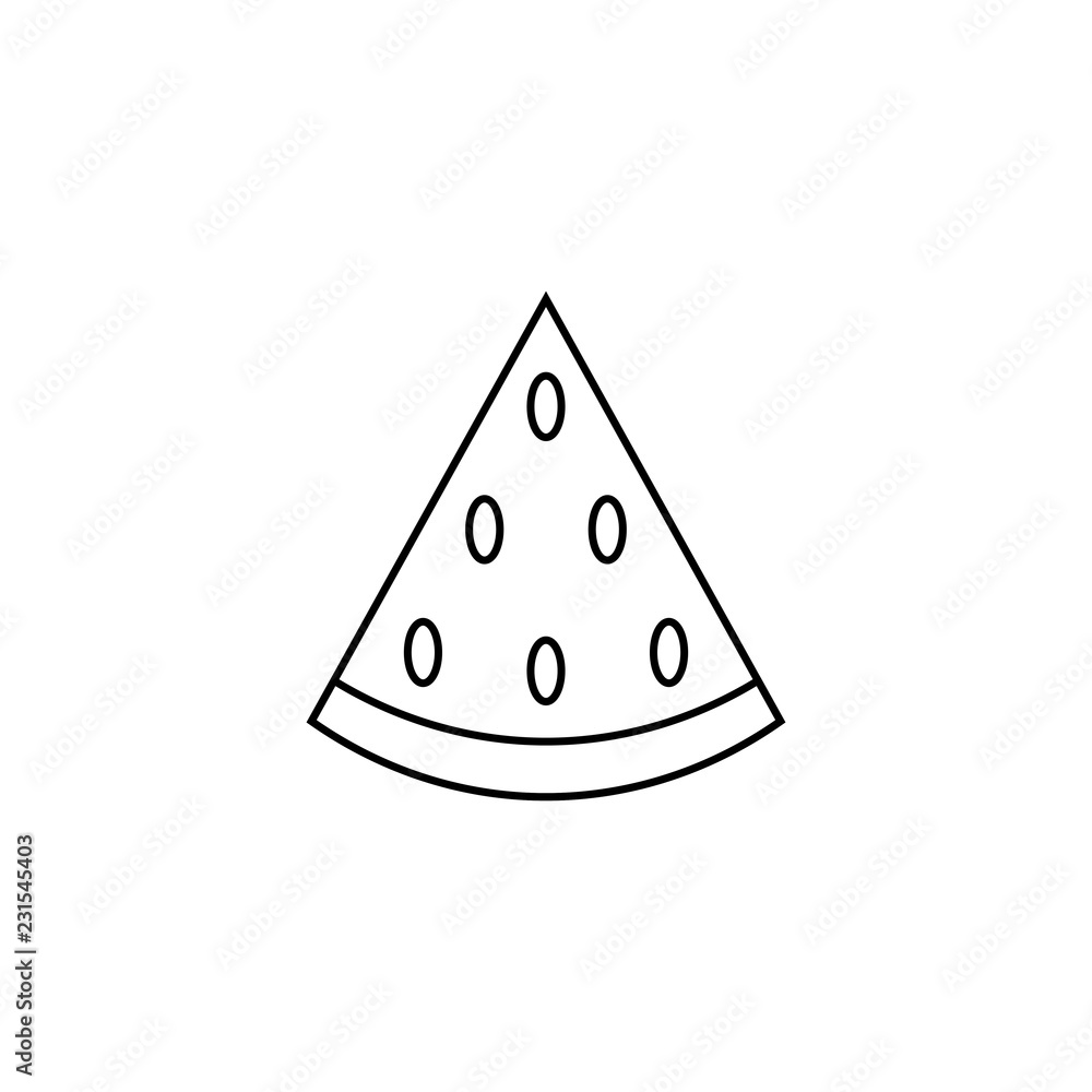 Poster watermelon slice on stick linear icon. thin line illustration. contour symbol. vector isolated outli