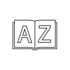 Alphabet book outline icon. linear style sign for mobile concept and web design. A-z book simple line vector icon. Education symbol, logo illustration.