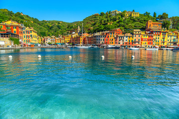 Fototapeta na wymiar Breathtaking Portofino touristic resort with harbor, Cinque Terre, Italy, Europe