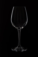 Empty Glass for wine on black background
